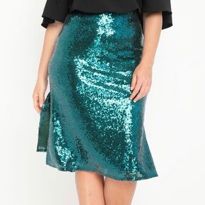 Eloquii teal sequined skirt sz 24 NWT